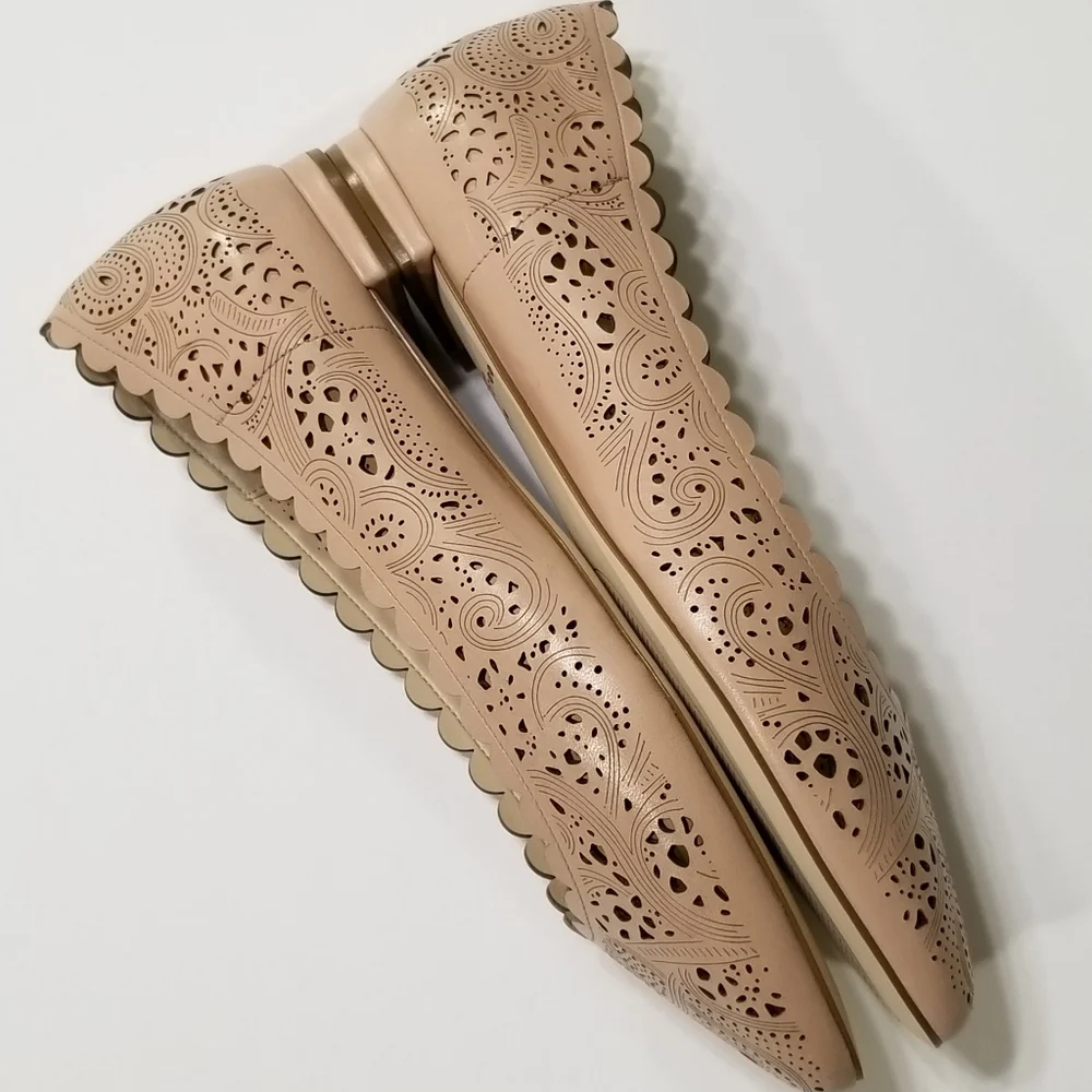 NIB Cole Haan Callie Laser-Cut Leather Flats in Mahogany Rose Size 6.5,8.5,9,9.5
